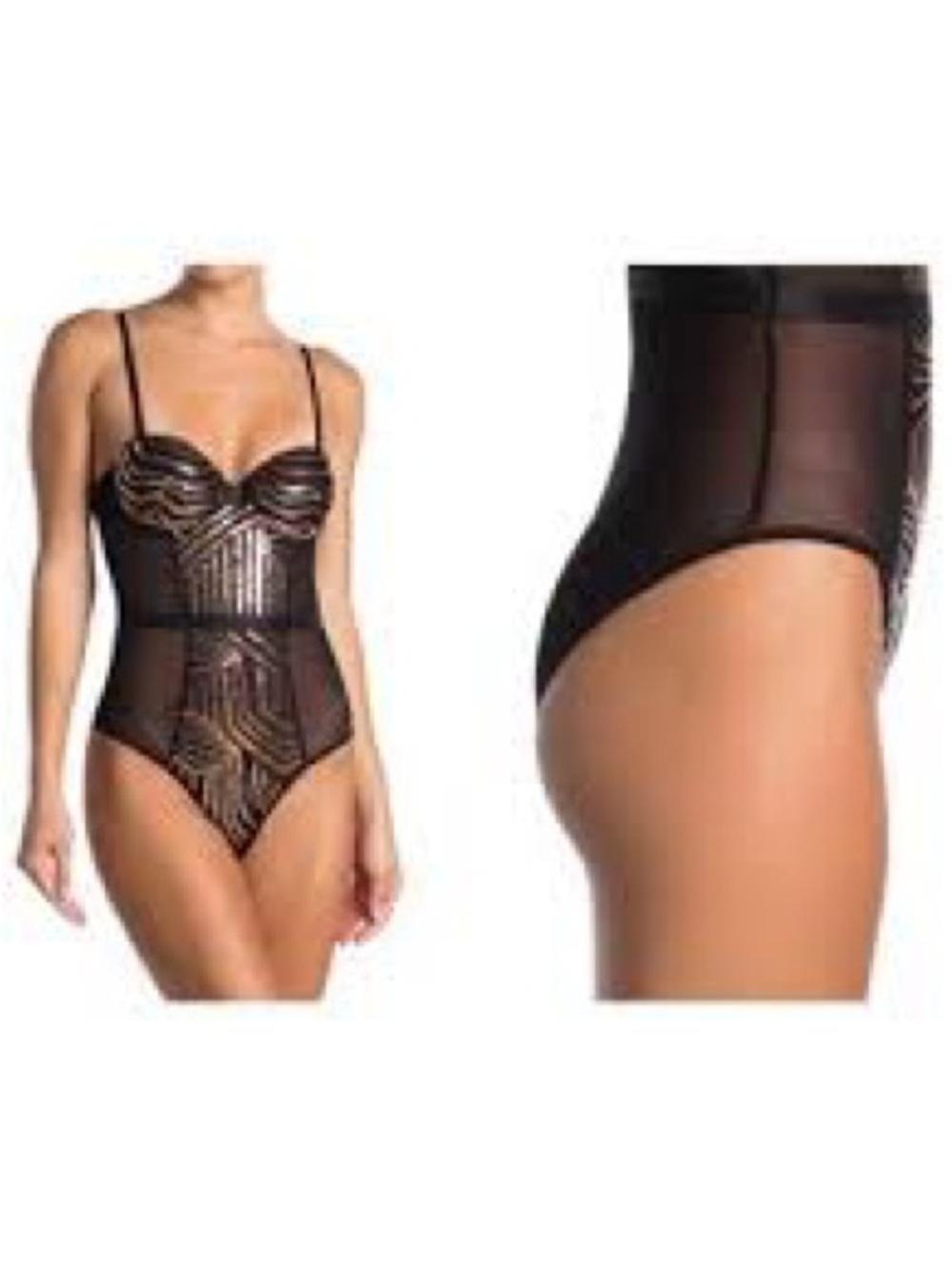91. Secret Lace • NWOT $120 Sequin Panel Bodysuit
